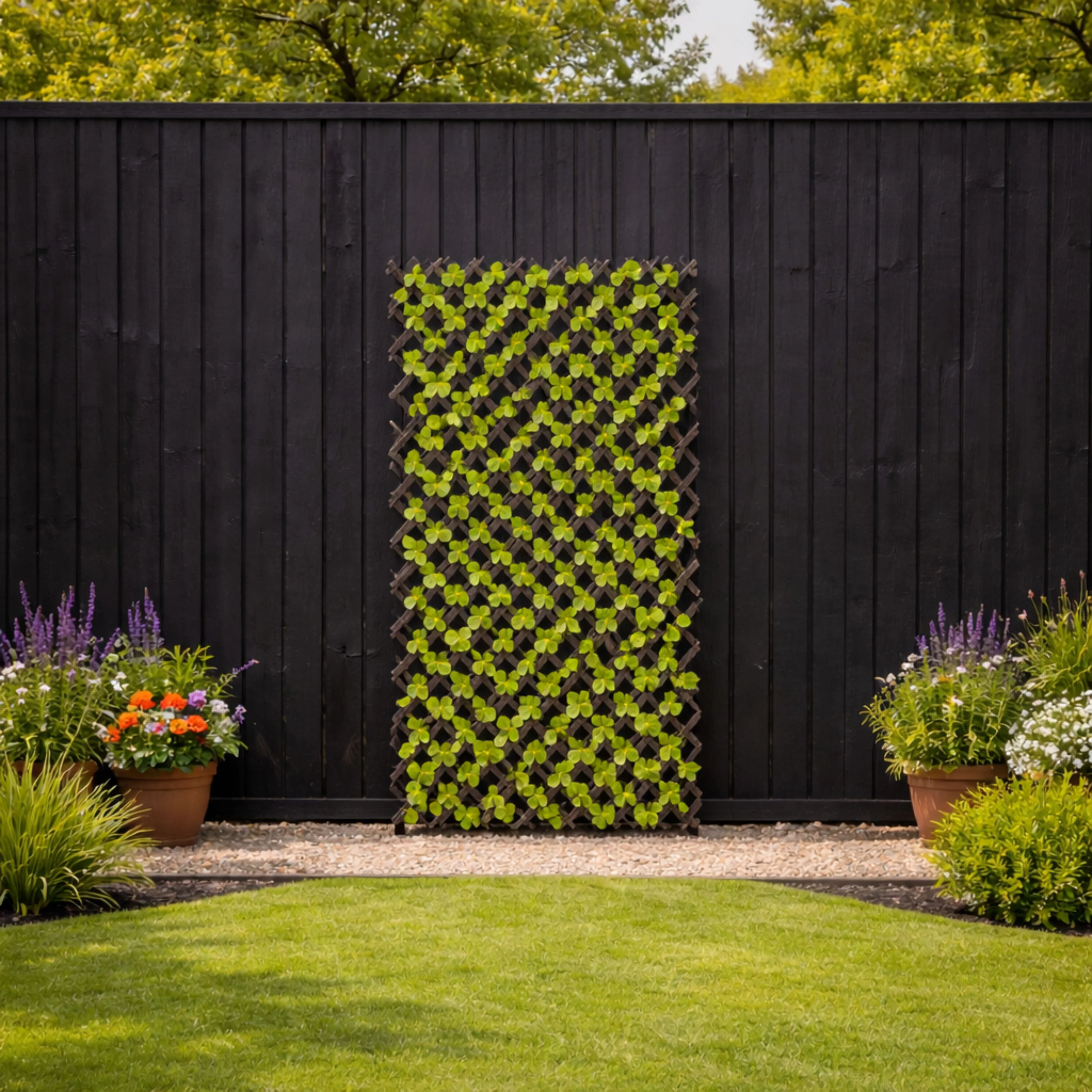 Expanding Trellis with Artificial Leaves – 100cm x 200cm Garden Screening Panel - Image 3