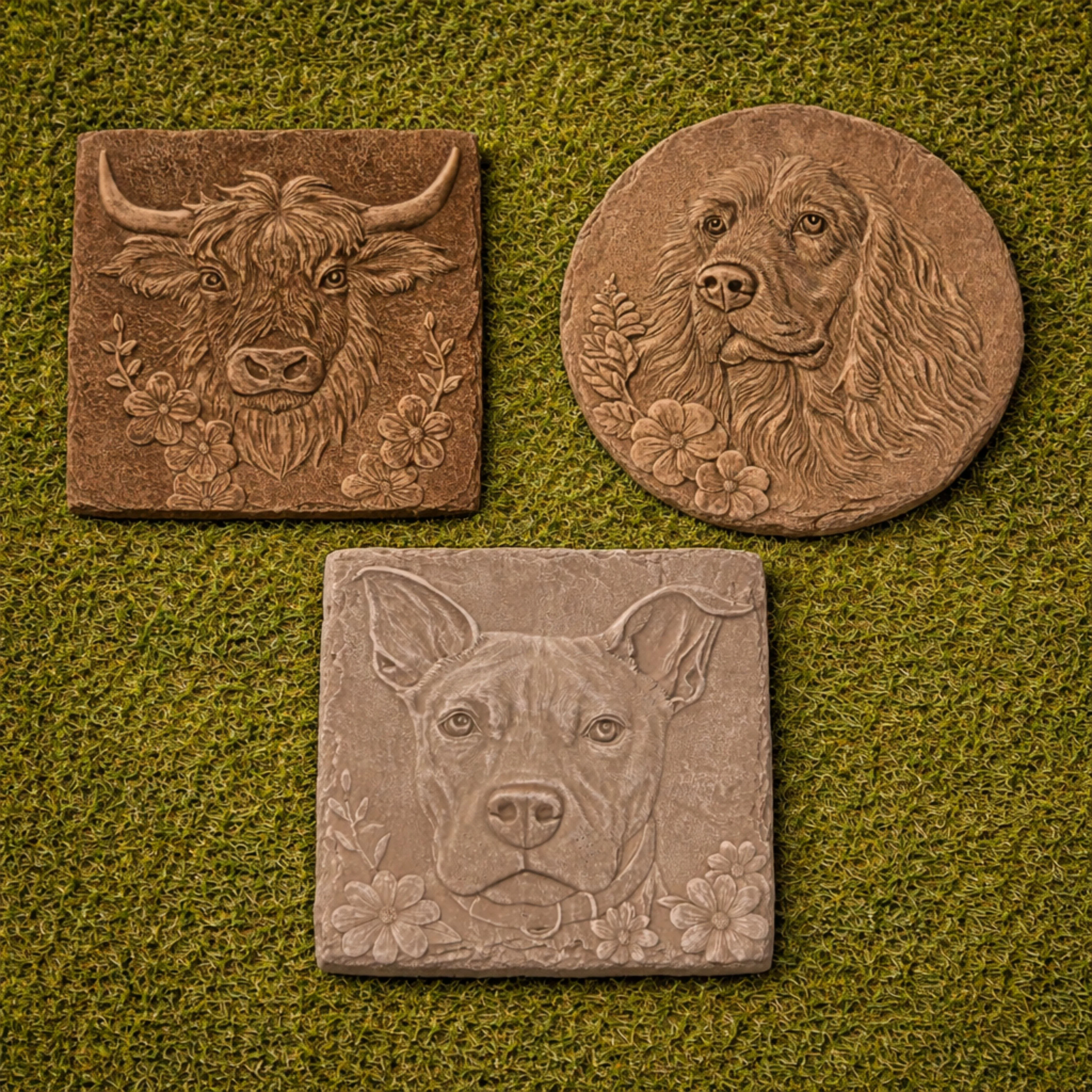 Altico Highland Cow, Cocker Spaniel & Staffordshire Bull Stepping Stone / Wall Plaque - Image 2