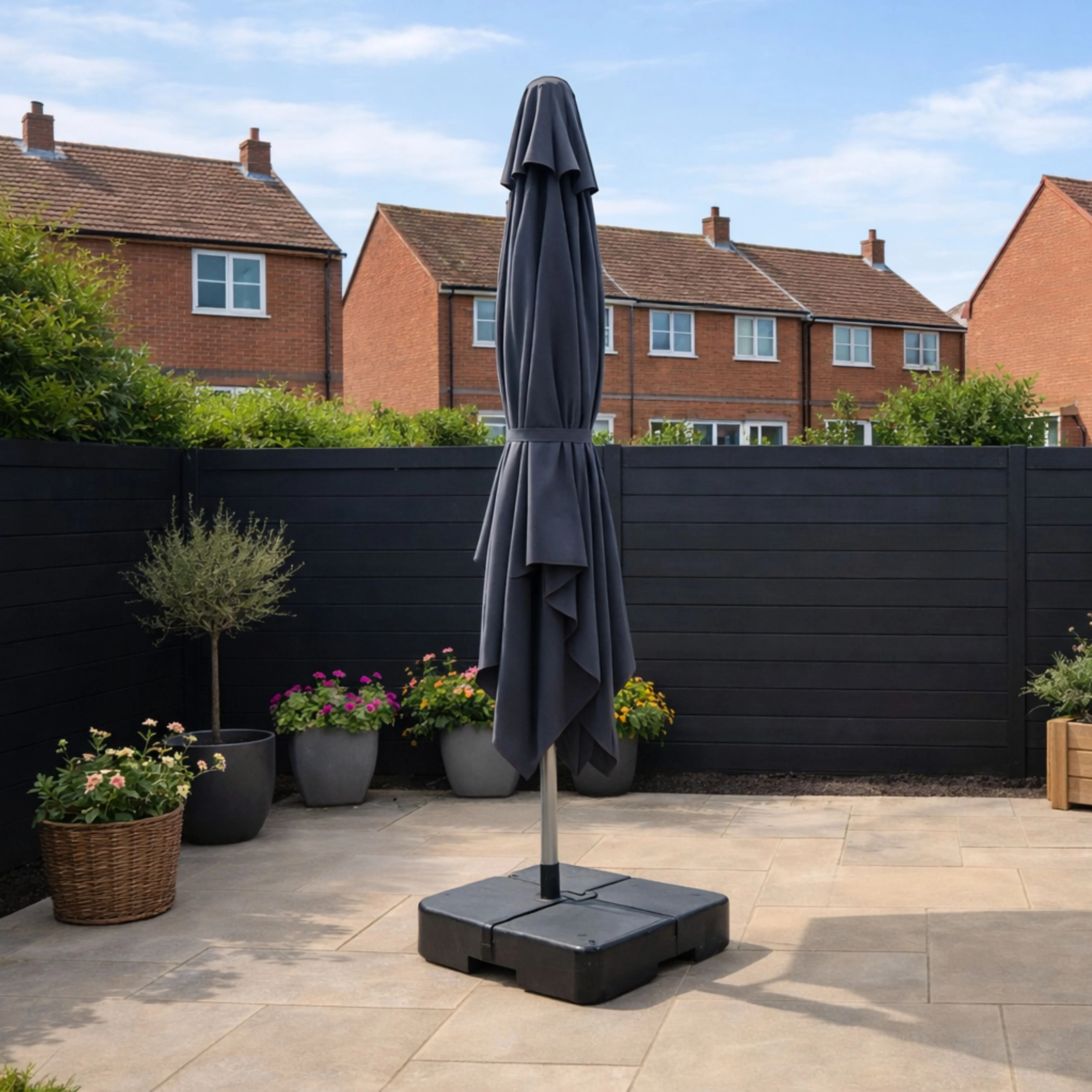 ENJOi Atlas 3m x 3m Grey Square Cantilever Parasol With Base - Image 4
