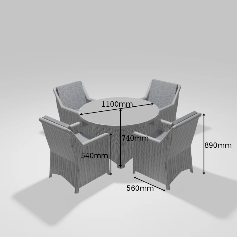 ENJOi Bordeaux 4 Seat Dining Set - Image 8
