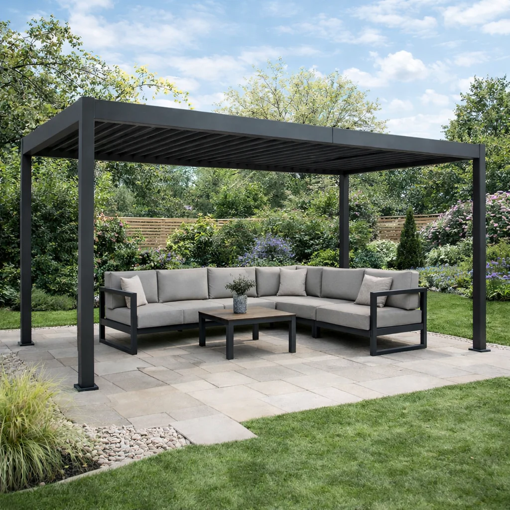 ENJOi Leo Aluminium Pergola 6m x 3m Grey