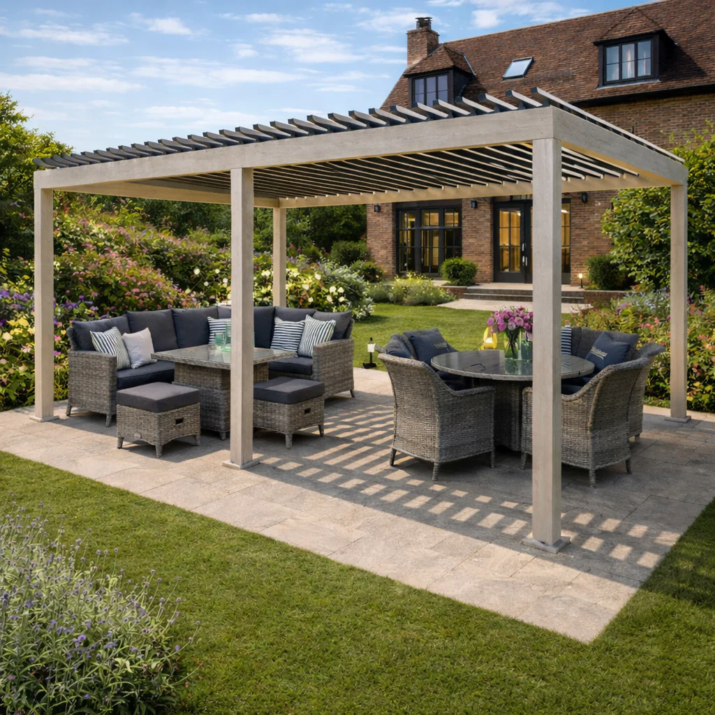 ENJOi Leo Aluminium Pergola 6m x 3m Rectangular Wood