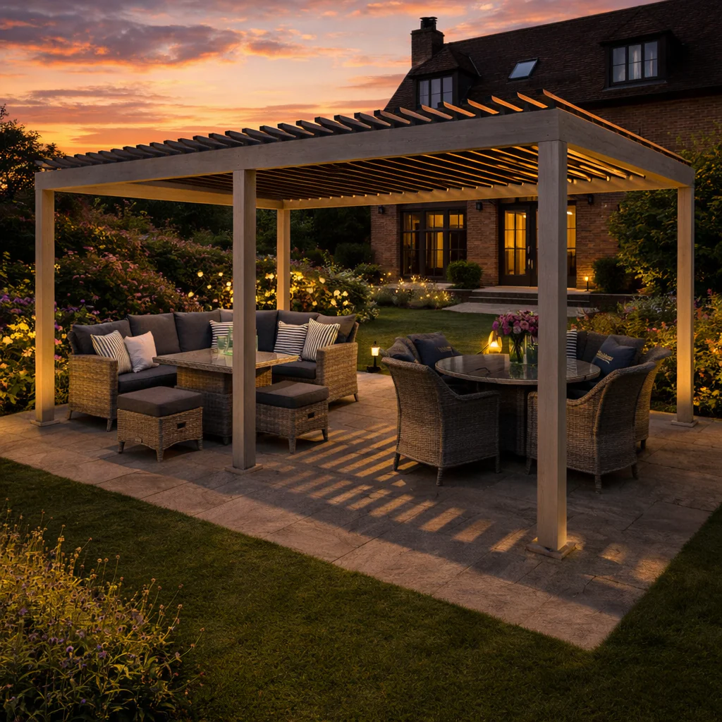 ENJOi Leo Aluminium Pergola 6m x 3m Rectangular Wood - Image 2