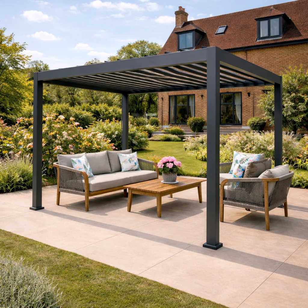 ENJOi Leo Aluminium Pergola 2.4m x 2.4m Pergola Grey