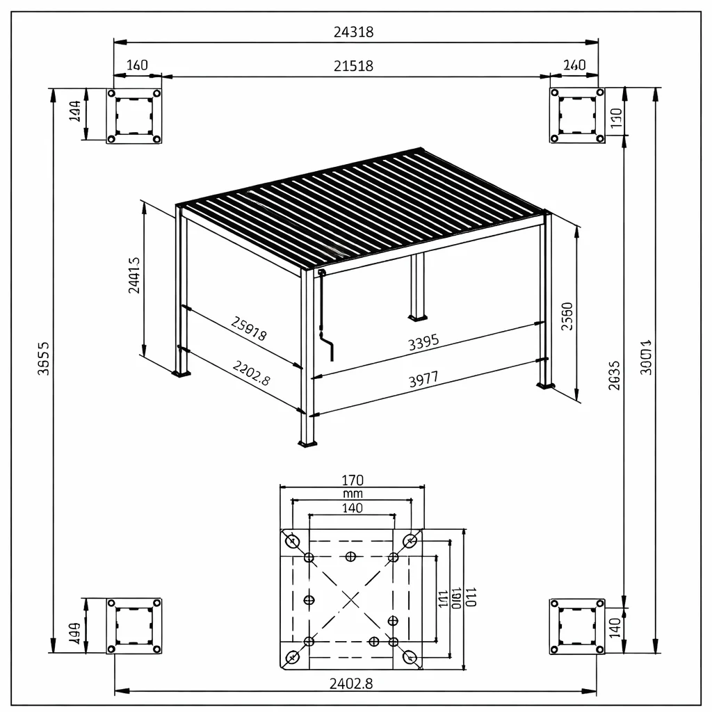 ENJOi Leo Aluminium Pergola 4.0m x 2.4m Pergola Grey - Image 3