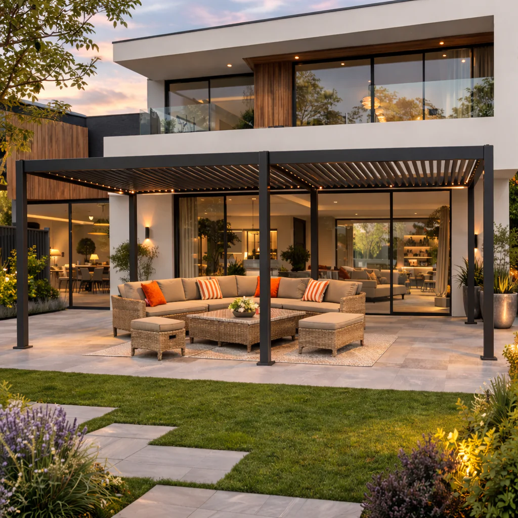 ENJOi Leo Aluminium Pergola 7.2m x 3.6m Pergola Grey