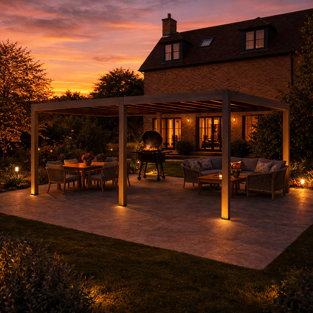ENJOi Leo Aluminium Pergola 7.2m x 3.6m Rectangular Wood - Image 2