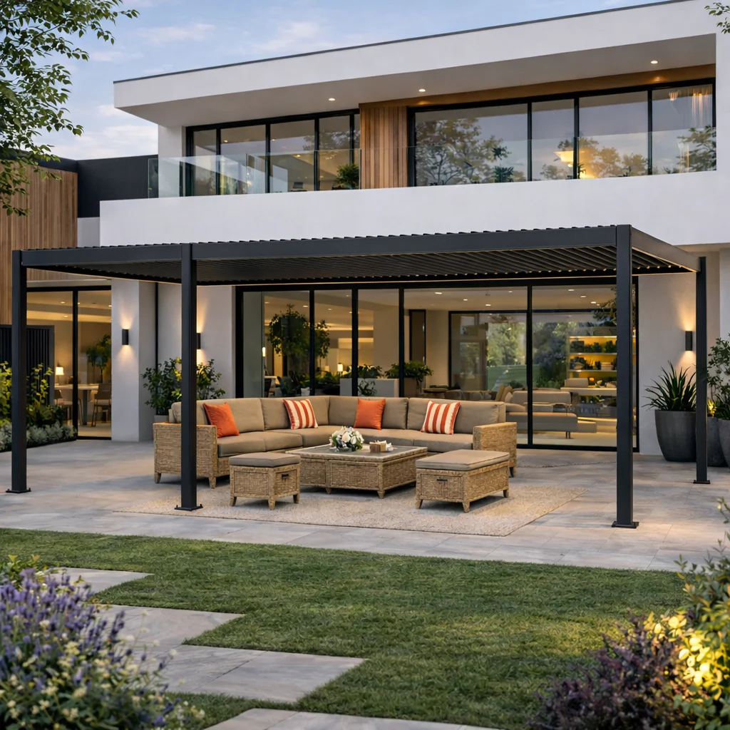 ENJOi Leo Aluminium Pergola 8.0m x 3.6m Pergola Grey
