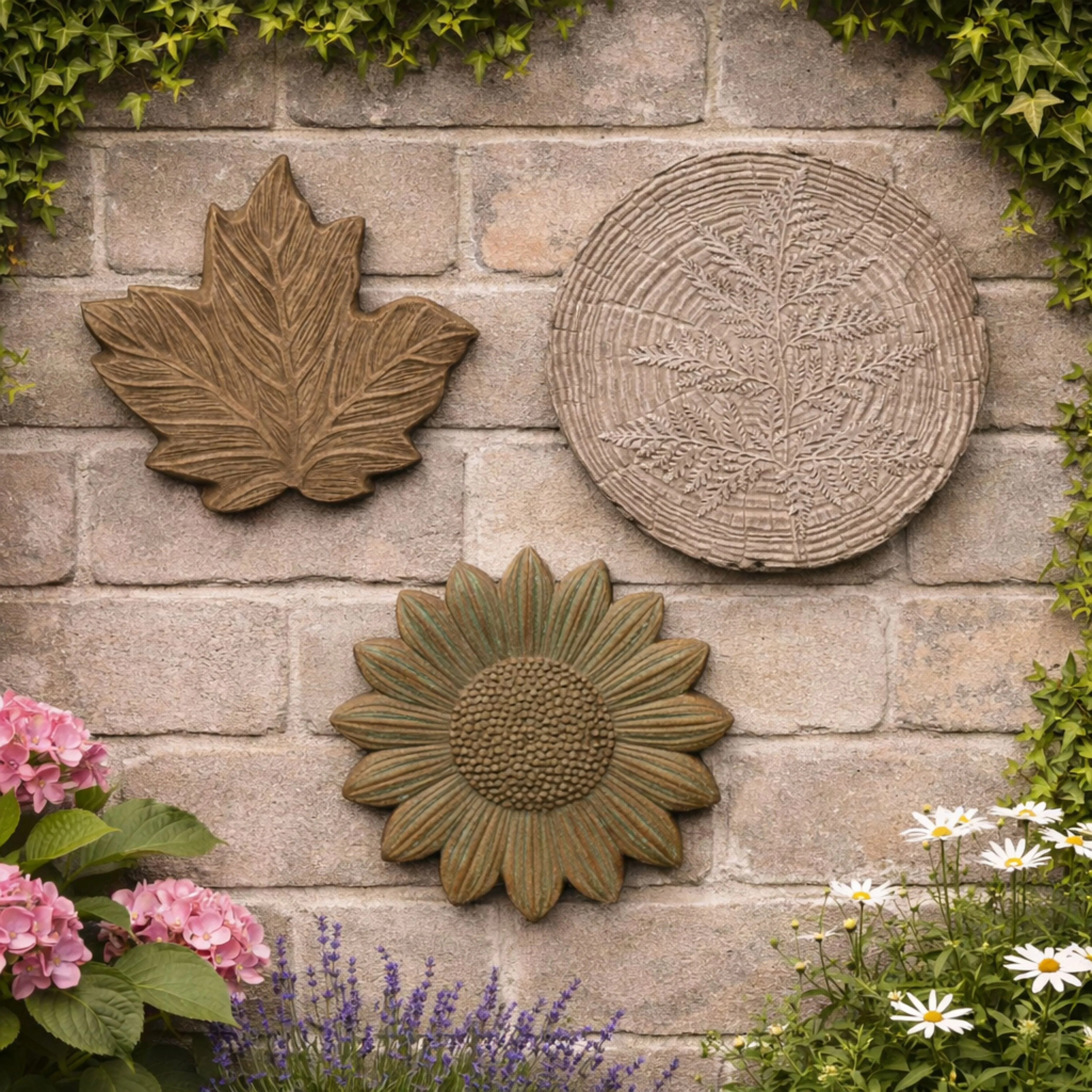 Altico Sunflower, Fossil & Maple Leaf Stepping Stone / Wall Plaque Collection - Image 2