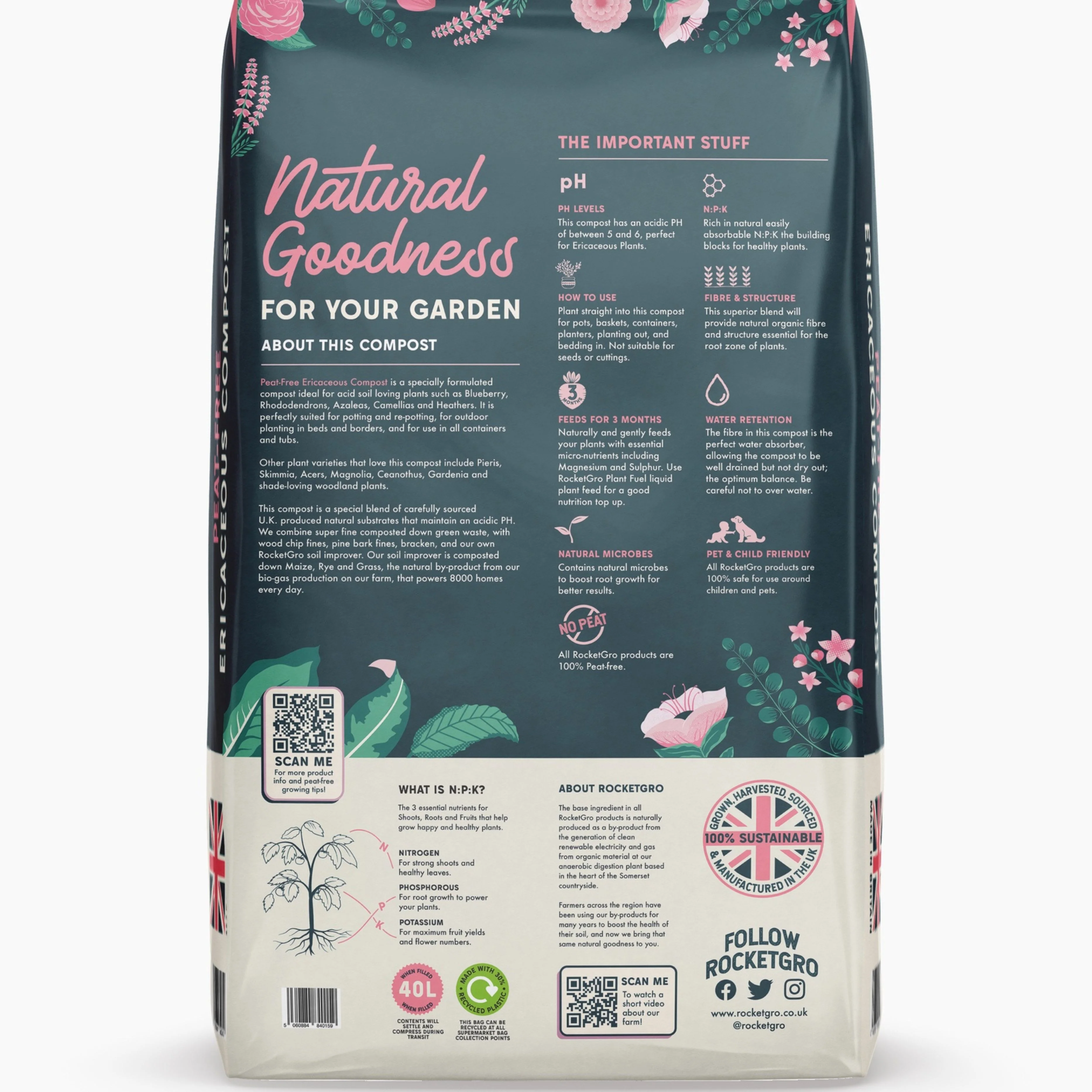 Rocket Gro Peat-Free Ericaceous Compost 40L - Image 3